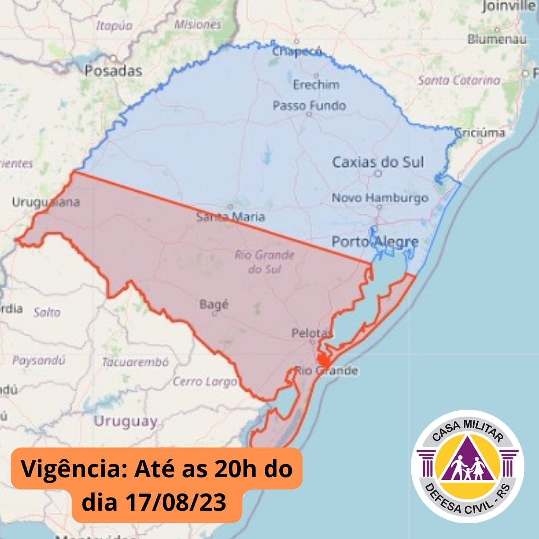 Alerta para forte chuva e temporal na região