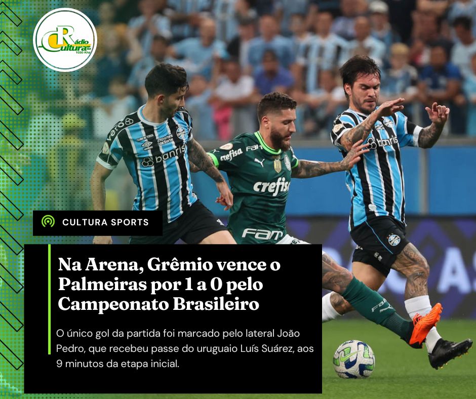 Grêmio vence o Palmeiras na arena por 1 a 0 no Brasileirão