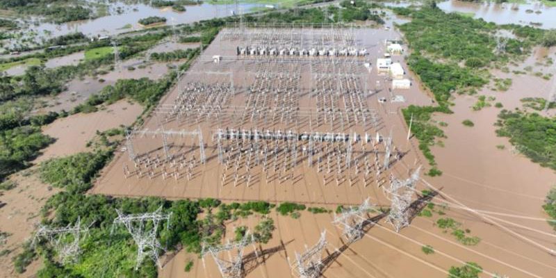 Inundação em pátio de subestação elétrica gera preocupação no Rio Grande do Sul